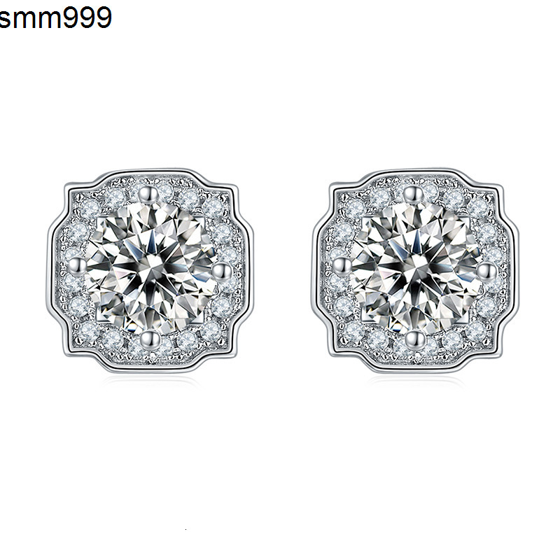 Square Shape Luxury Moissanite Diamond Stud Earrings Women Luxury Mossinate Earrings Wholesale Christmas Gift