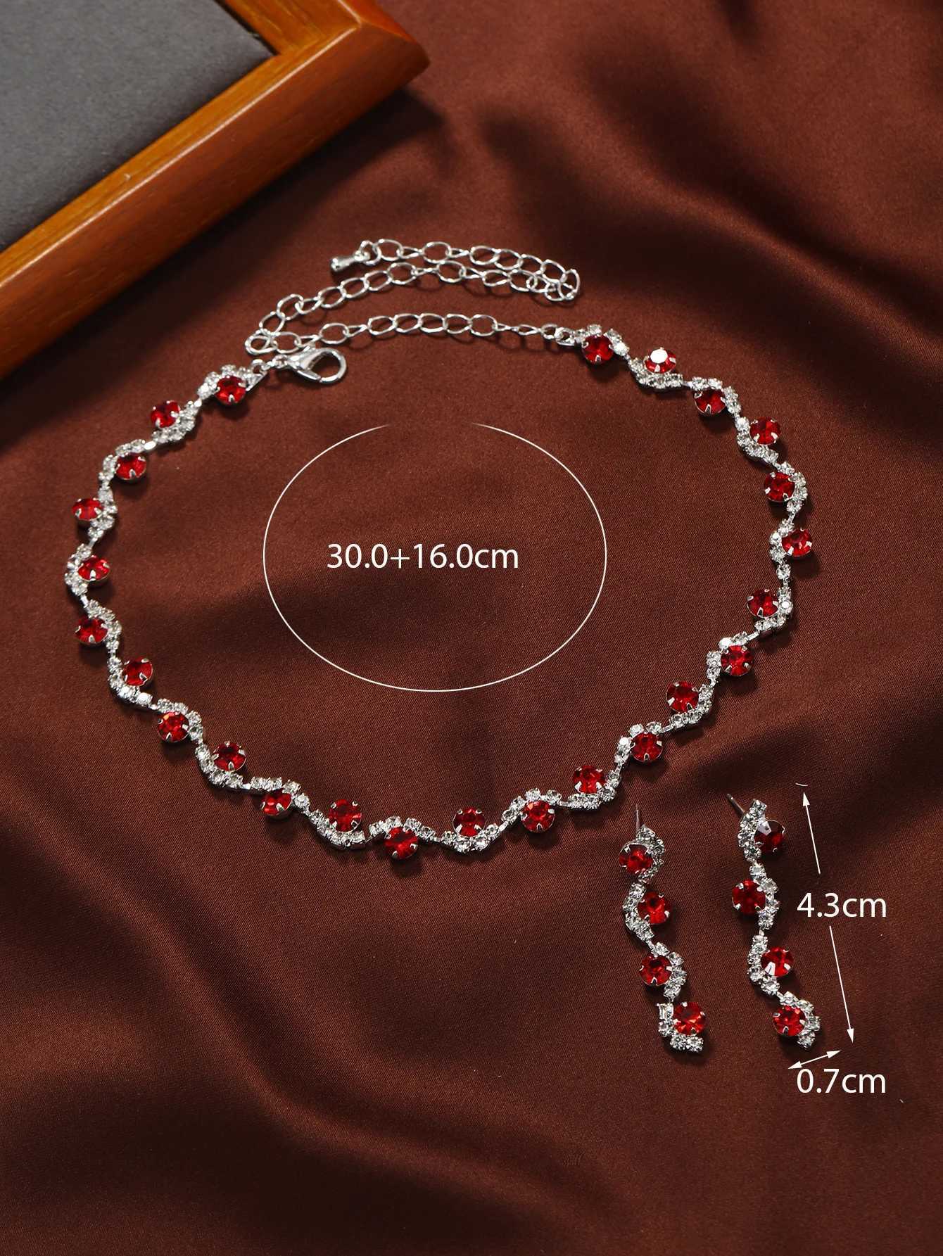 3 PCS Hot Selling Autumn and Winter Exquisite Colorful Rhinestone Necklace Earring Set Simple and Versatile Collar Chain Neckcha Z250607