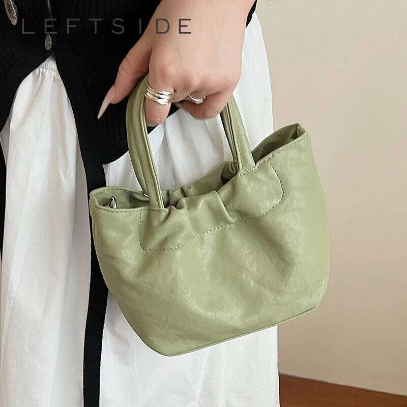 LEFTSIDE Small Crossbody Bags For Women PU Leather Shoulder Bag 2025 Designer New Short Handle Green Purses And Handbags