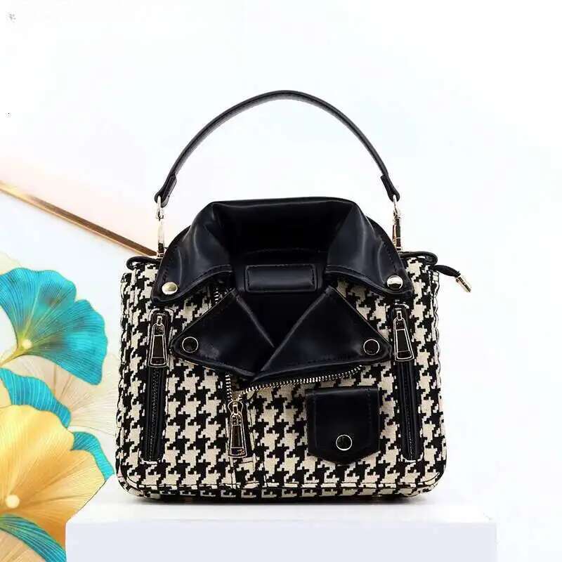 2025 European And American Style Women's Jacket Shape Design Handbag Microfiber Shoulder Cover Houndstooth Crossbody Bag
