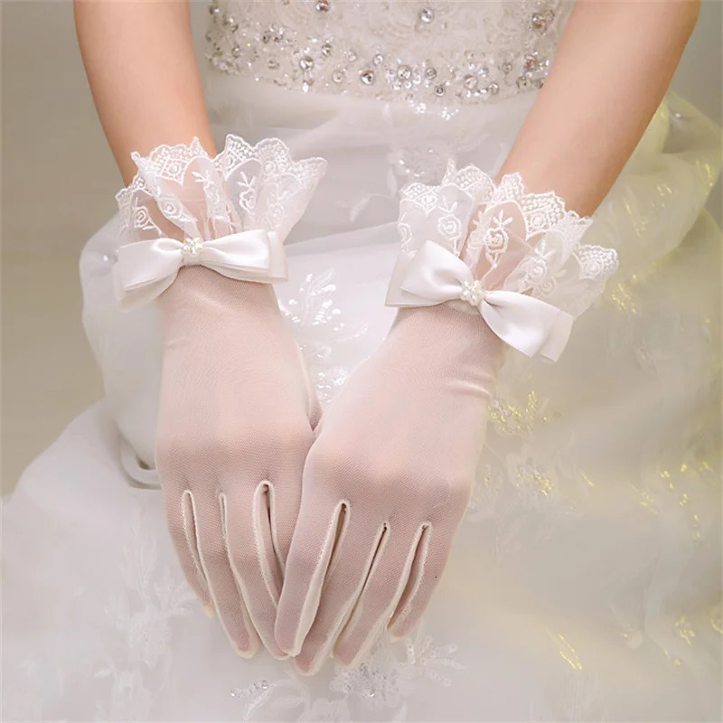 Xianmei Bridal Wedding Dress Lace Gloves Wedding Open Finger Gloves White Lace Medium Length Slim Wedding Gloves Simple 250603