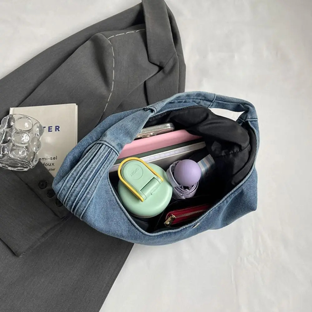 Fashion Japanese Style Women Shoulder Bag Denim Fabric High-capacity Ladies Handbag Wallet/Cosmetics Storage Denim Tote 250606