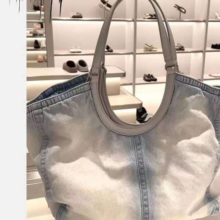 Casual Denim Canvas Messenger Bags For Women Lage Capacity Tote Simple Solid Female Shopper Shoulder Bag Handbags