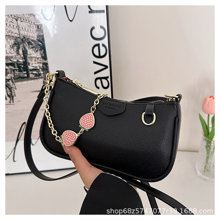 Luxury Brand Designer Bag 2025 New Litchi Pattern Women's Bag Underarm Bag Casual Fashion Chain Handbag Shoulder Bag Retro Trend Commuter Bag