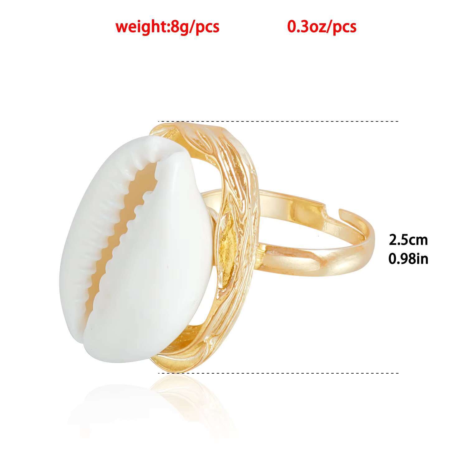 18K Gold Plated Summer Opening Simple Casual Jewelry Popular and Versatile Hawaiian Shell Ring