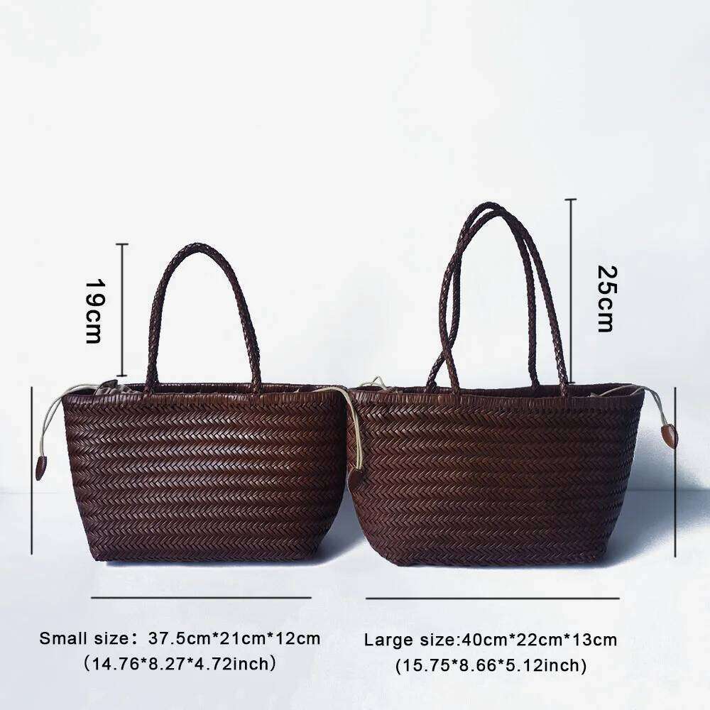 New Summer French Hand-Woven Retro Hand-Child Handbag Split Leather Rattan High Quality Vegetable Basket Bag