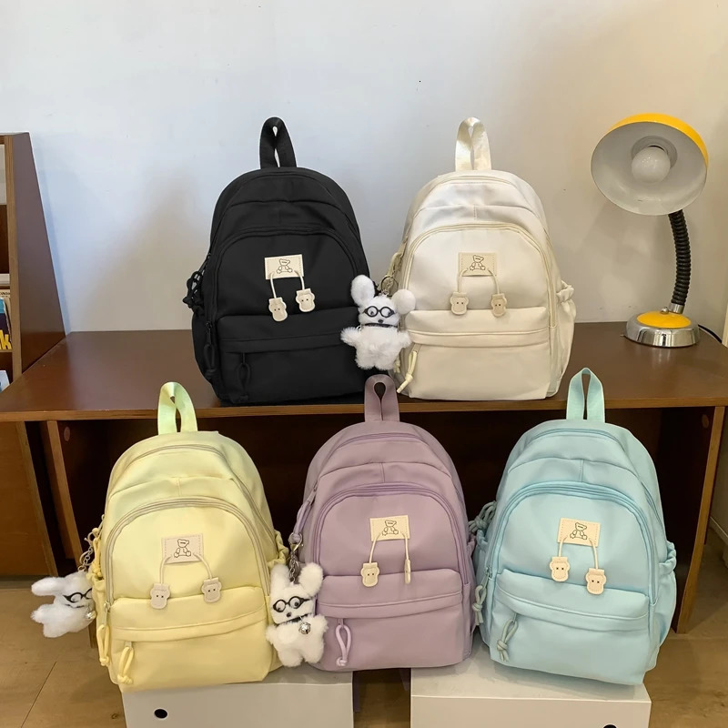 Large Capacity Double Shoulder Bag Solid Color Fashion Casual Backpack with Adjustable Straps Womens Stylish Cute Schoolbag 250605
