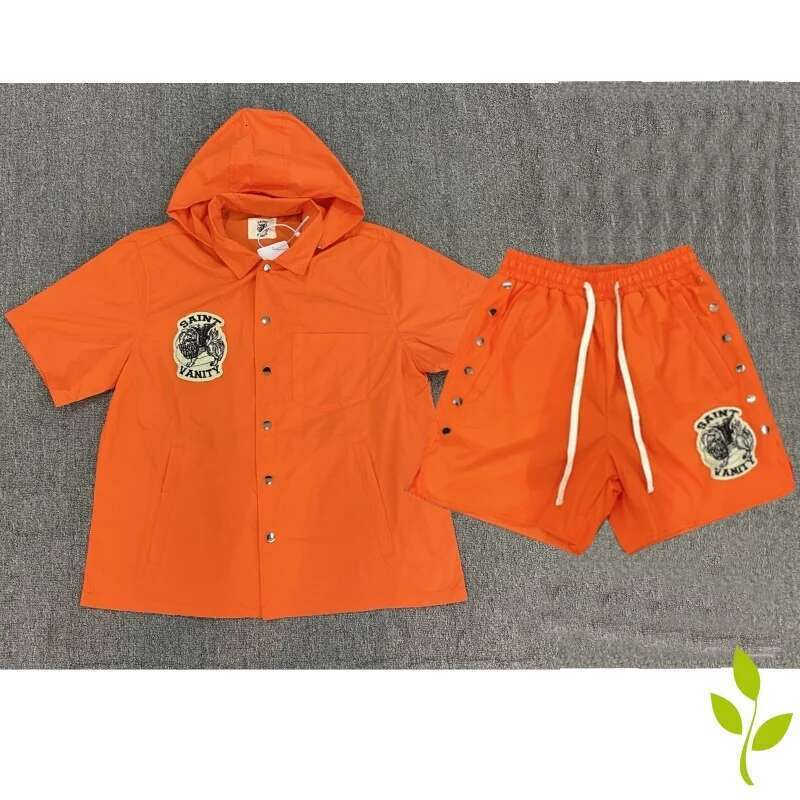 Embroidered Breasted Casual Sports Shorts Saint Jacket Short Sleeved Shirt Sweatpants Suit Men Women Tops