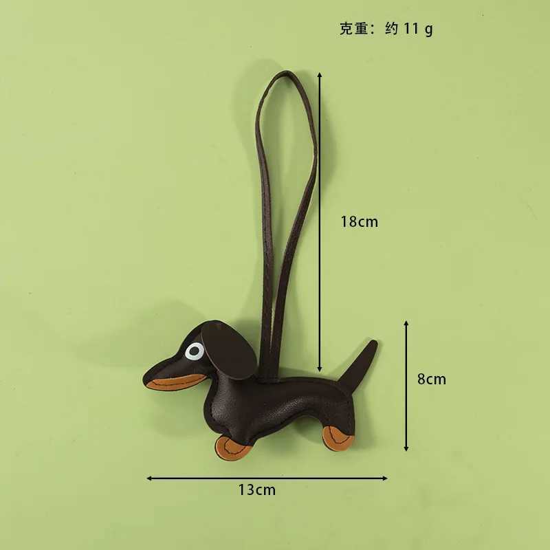 Cute Dachshund Bag Pendant PU Leather Puppy Dog Keychain Sweet Girls Women Bag Phone Pendant Trinket Car Key Ring GiftXJ250607