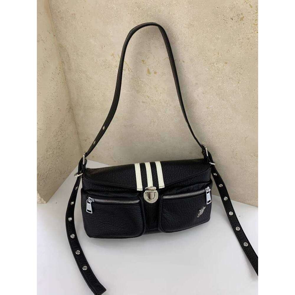 Elephant Pattern Meow Leather Multi Pocket Small Square Patchwork Color Block Sweet Cool Girl Style Single Shoulder Crossbody Underarm Bag for Women