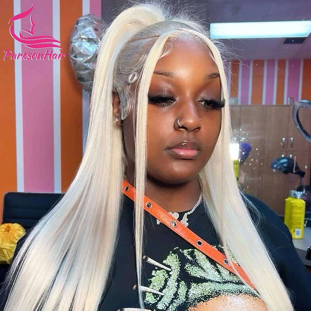 NAMM 13X6 HD Transparent Platinum Ash Blonde Colored Front Wig Pre Plucked 13X4 #60 White Lace Frontal Wigs For Women Human Hair