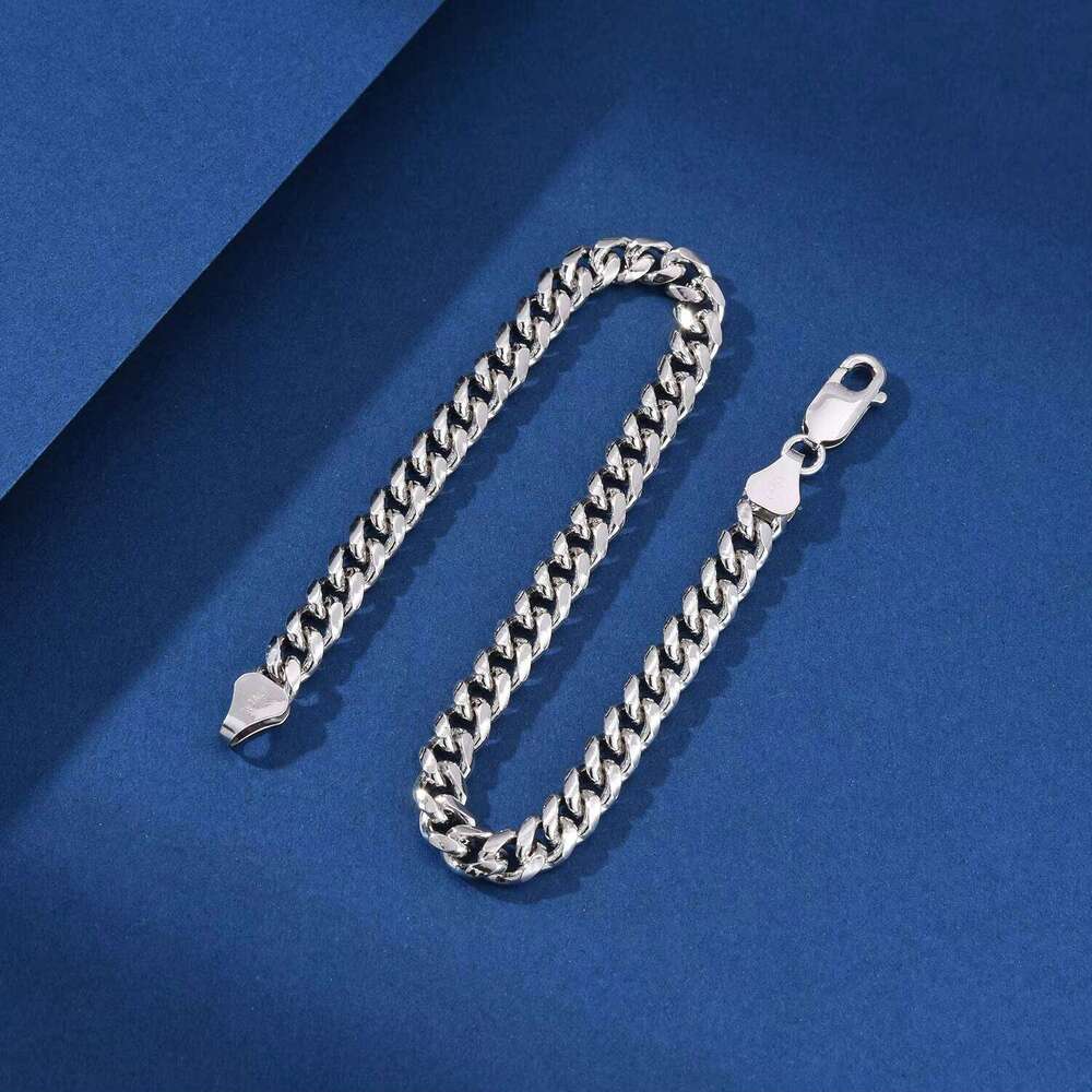 Pure Chain Sier Cuban Bracelet Men's Pulsera Para Hombres
