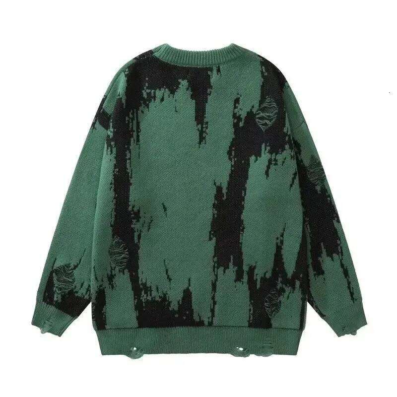 Y2k Hip Hop Ripped Sweaters For Men And Women, Grunge Vintage Knitted Jumpers, Punk Gothic Streetwear, Haruku Fashion Pullover