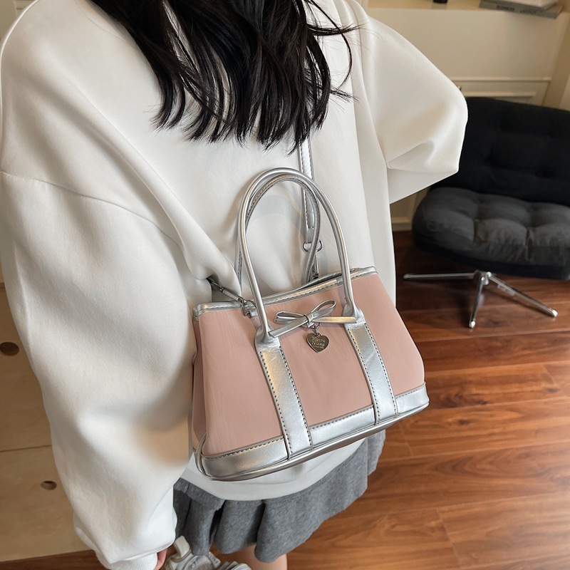 designer Korean Style Color-Block Handbag for Women 2025 New Fashion Small Tote Bag Versatile Simple Crossbody Bucket Bag