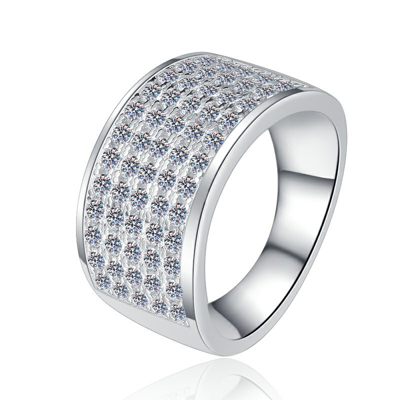 S925 Sterling Silver Moissanite Ring with Starry Sky Design, Wide Band, Perfect for Engagements and Weddings, Affordable Luxury, Cross-Border Wholesal