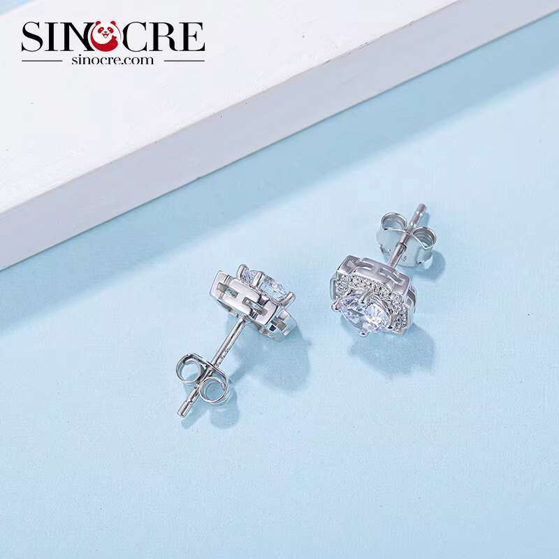Square Shape Luxury Moissanite Diamond Stud Earrings Women Luxury Mossinate Earrings Wholesale Christmas Gift