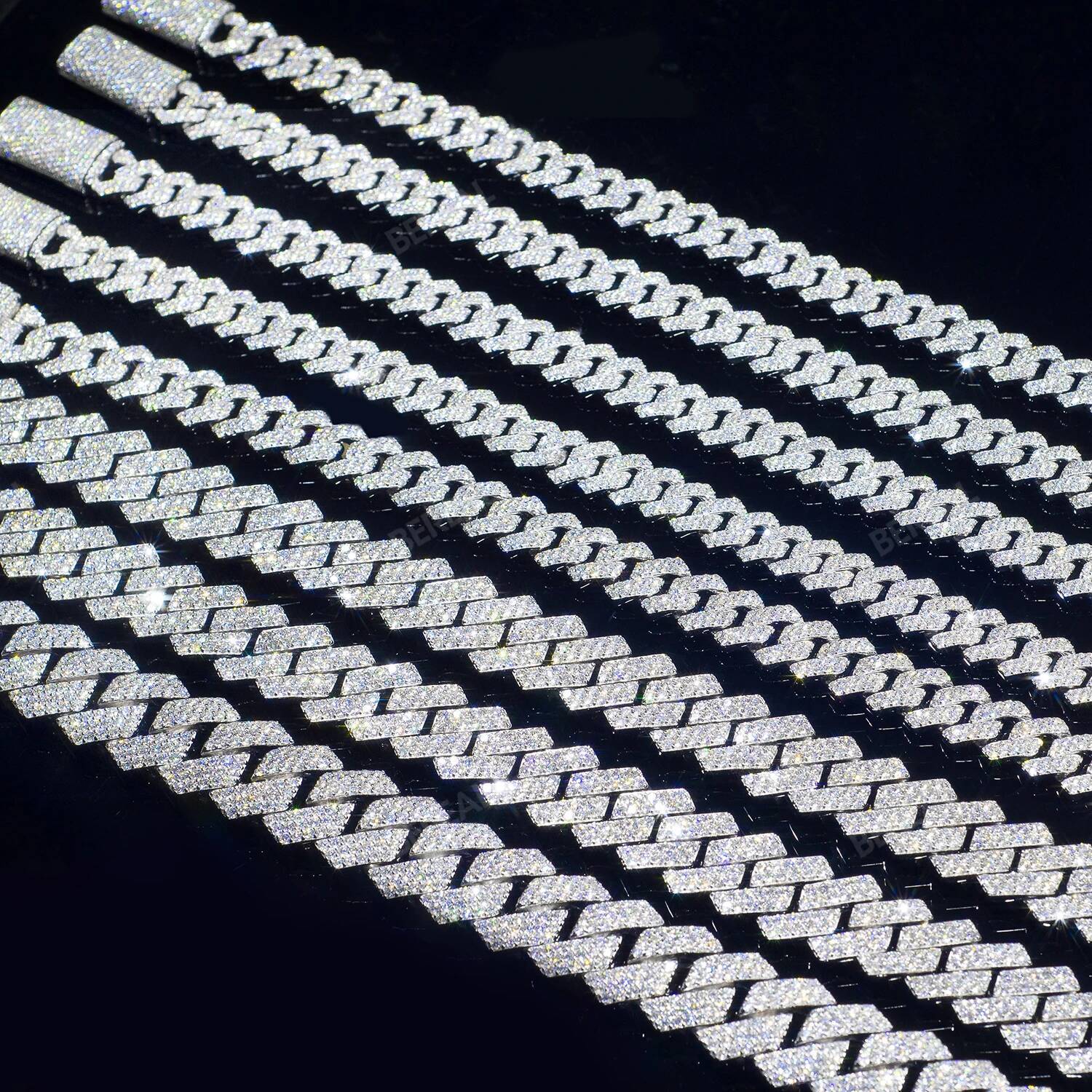 Iced Out 10-20mm Mens Miami Link Necklace Hip Hop CZ Cubic Zirconia Bling Prong Cuban Chain