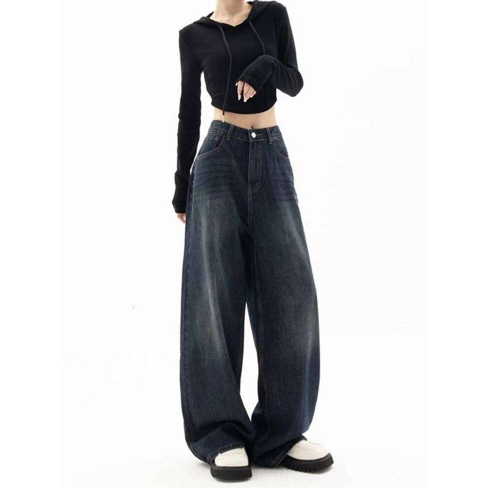 Vintage Women Wide Leg Jeans Haruku Baggy Denim Trousers Oversized Grunge Streetwear Y2k Autumn Pants Korean Fashion