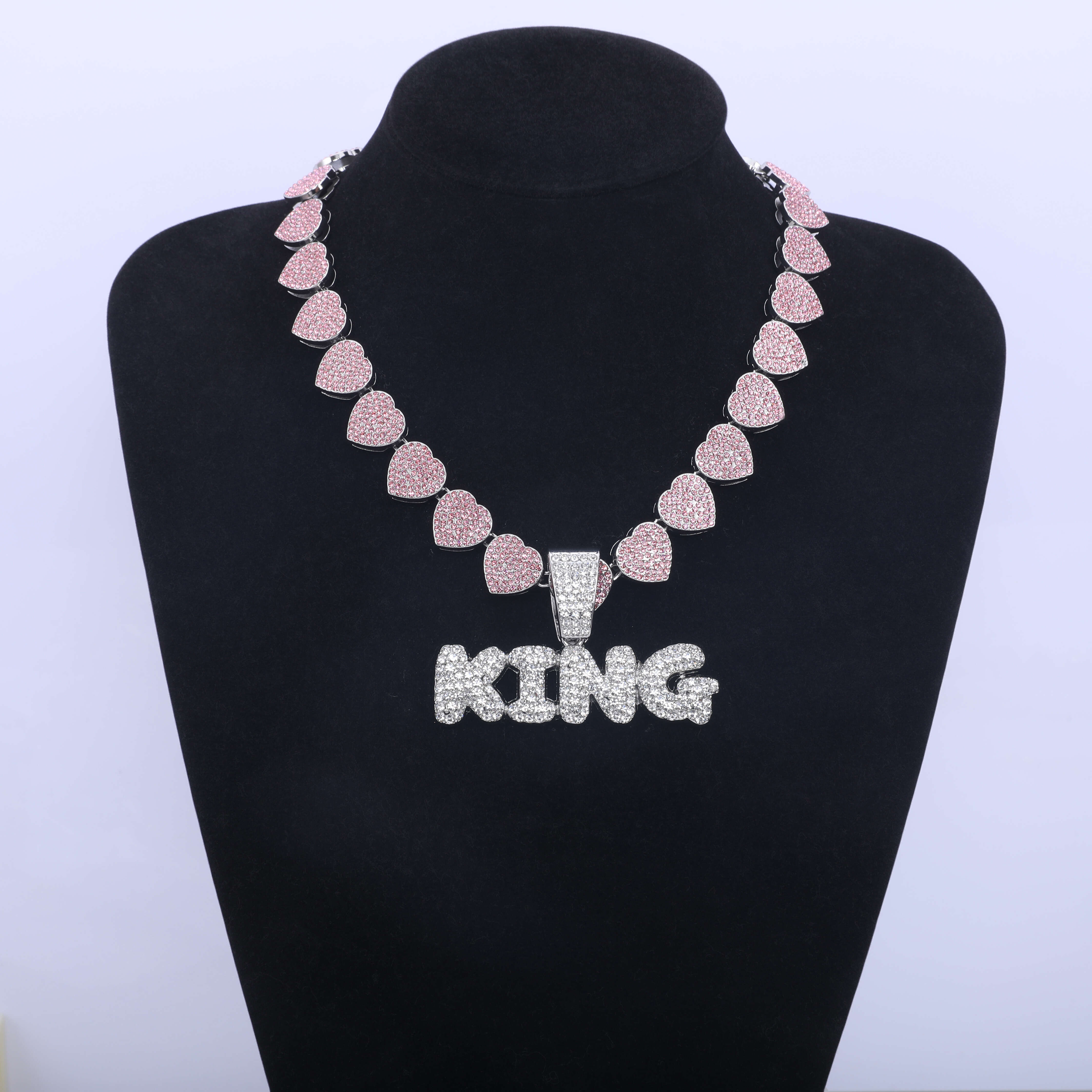 Hot Selling Cuban Chain Hip Hop Jewelry Silver Plated Gold Link Chain with Rhinestone Zinc Alloy Necklace Bracelet