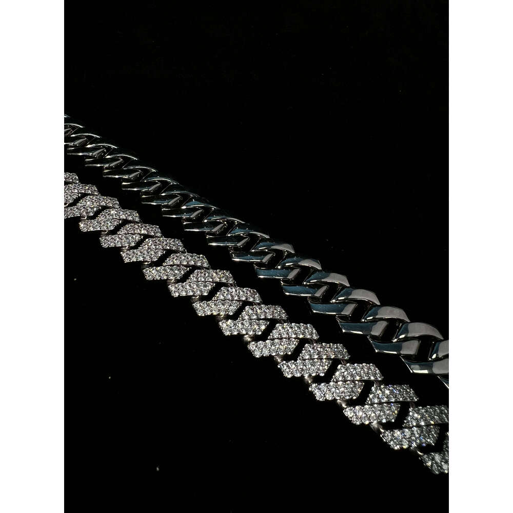 16mm Wholesale Custom Sterling Sier Zircon Cuban Link Chain Bracelet Necklace Brass Unisex