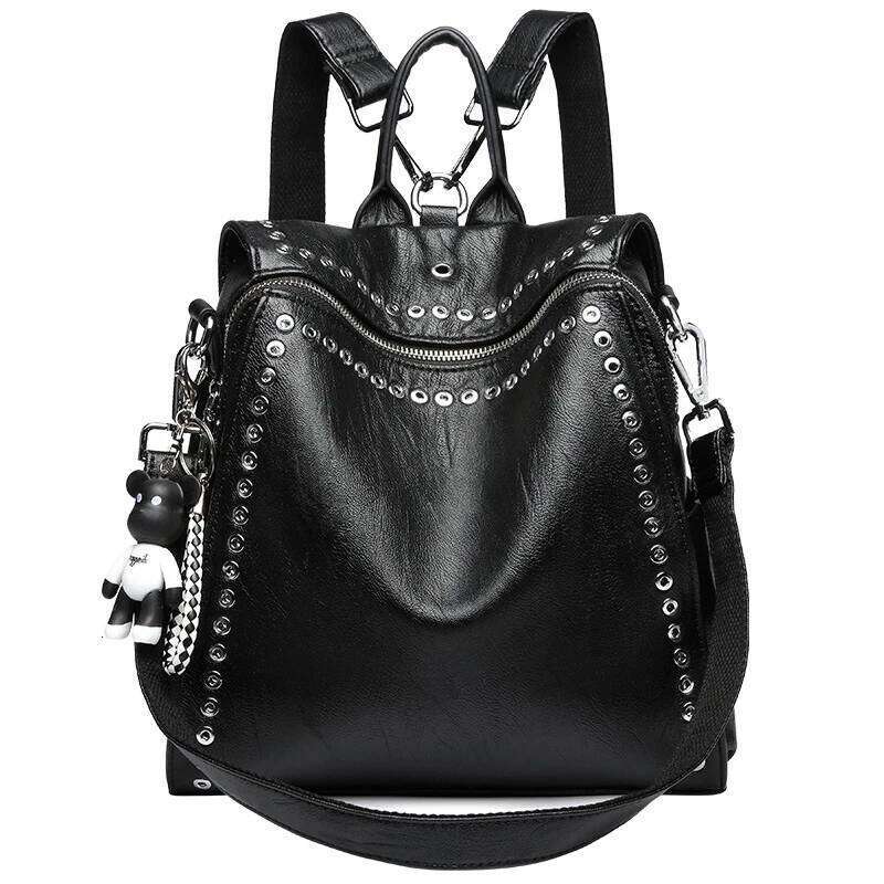 Designer Bag Women Genuine Leather Backpack Rivet Multifunctional Shoulder Female Daily Travel Bag Girls Fashion Schoolbag Mochila