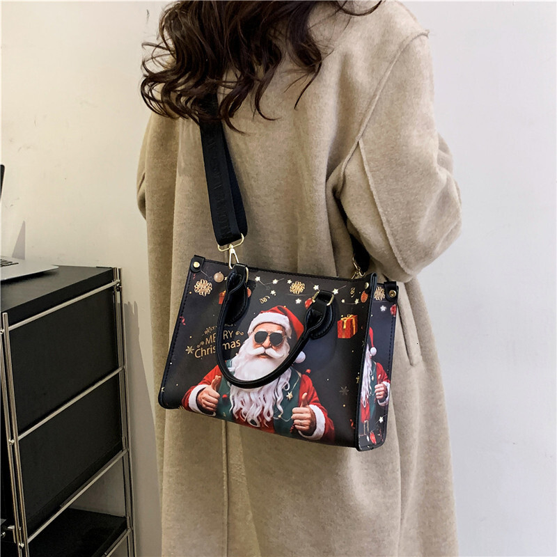 Luxury Brand Designer Bag Santa Claus Print Tote Bag For Women 2024 New Trend Large Capacity Handbag Versatile Commuter Shoulder Bag