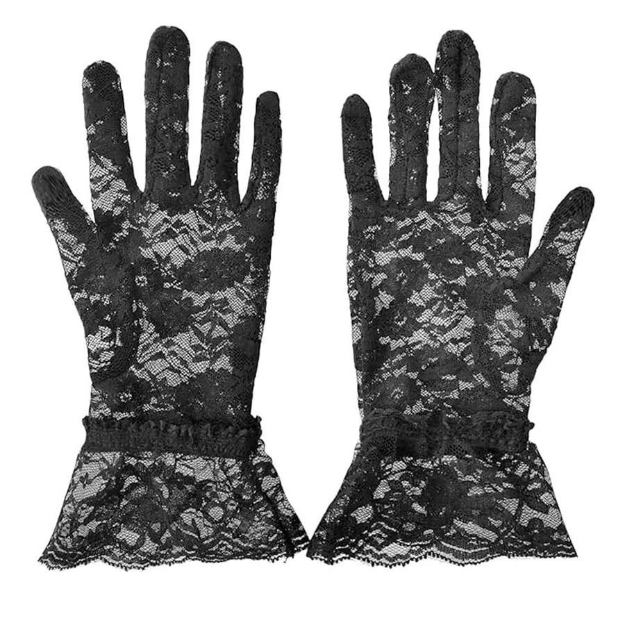 Short Lace Gloves Bridal Gloves Black White Red For Bride Finger Guantes Largos Mujer 250603