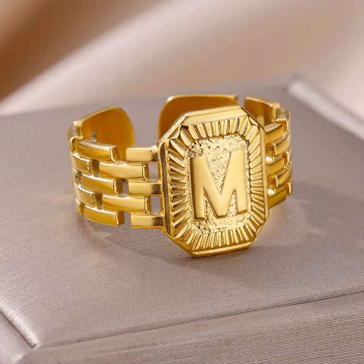 Trendy Fashion Jewelry Popular English Letter Stainless Steel Open Ring Fine Hip Hop Punk Personality Rings for Women Men