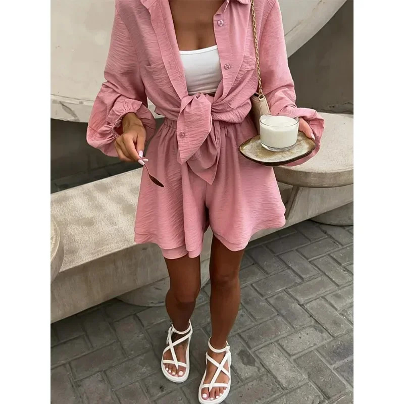 Casual Loose Short Sets for Women 2 Piece Sets Womens Outfits Spa Holiday Baggy Fashion Shorts Suits Woman Summer Good-looking 250605