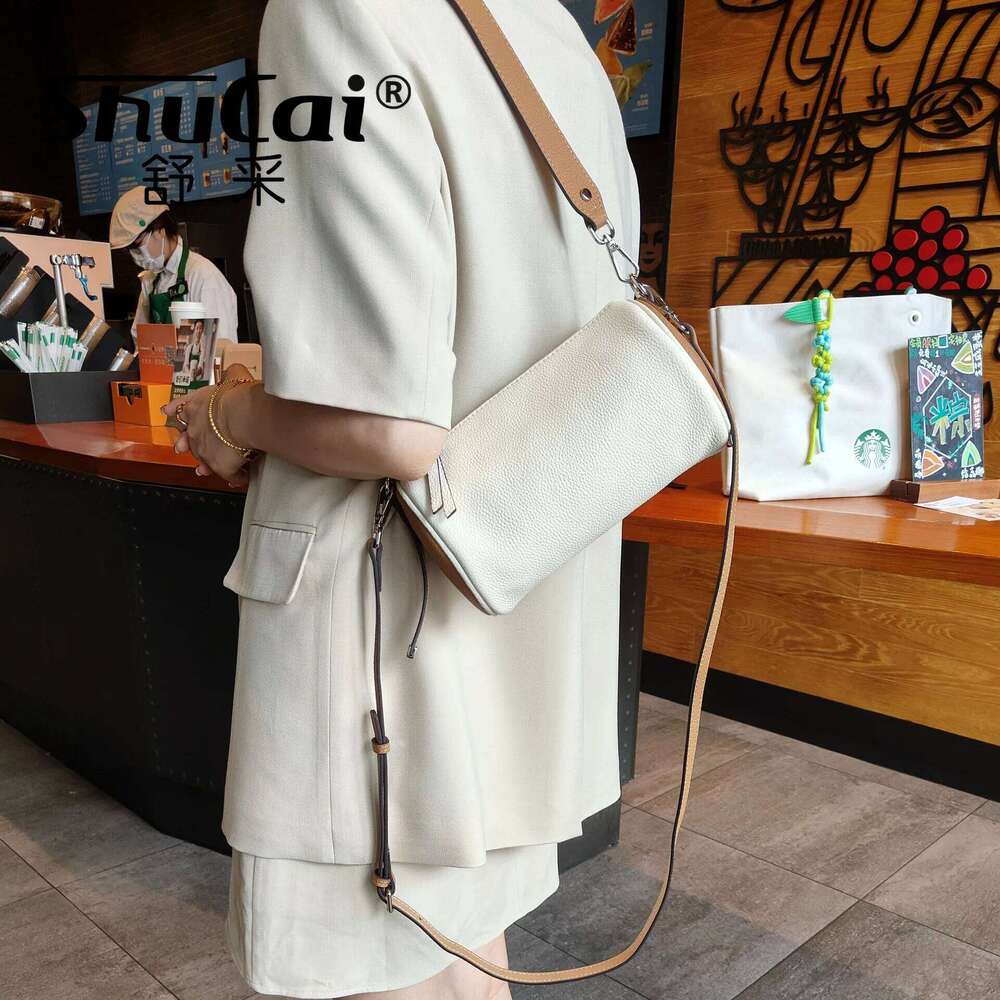 2025 New Genuine Leather Women Cylinder Underarm Designer Ladies Shoulder Crossbody High Quality Bamboo Bag for Woman
