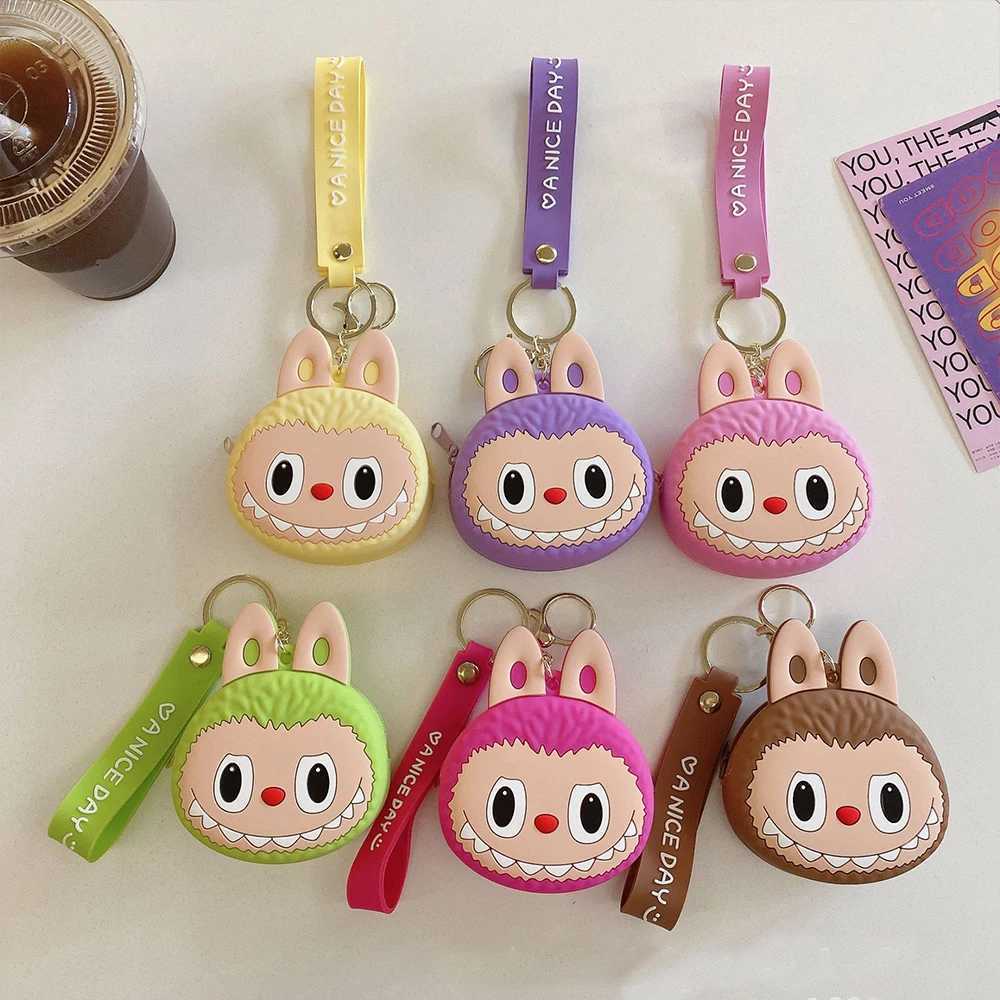 Labubu The Monsters Kawai Keychain Wallet Coin Purse Earphone Organizer Data Cable Organizer Bag Key Ring GiftsXJ250607