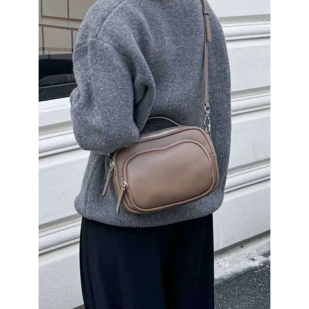 100% Genuine Leather Handle Crossbody Bag Women Shoulder 2025 Handbags Designer Purses Female Solid Color Small Bags