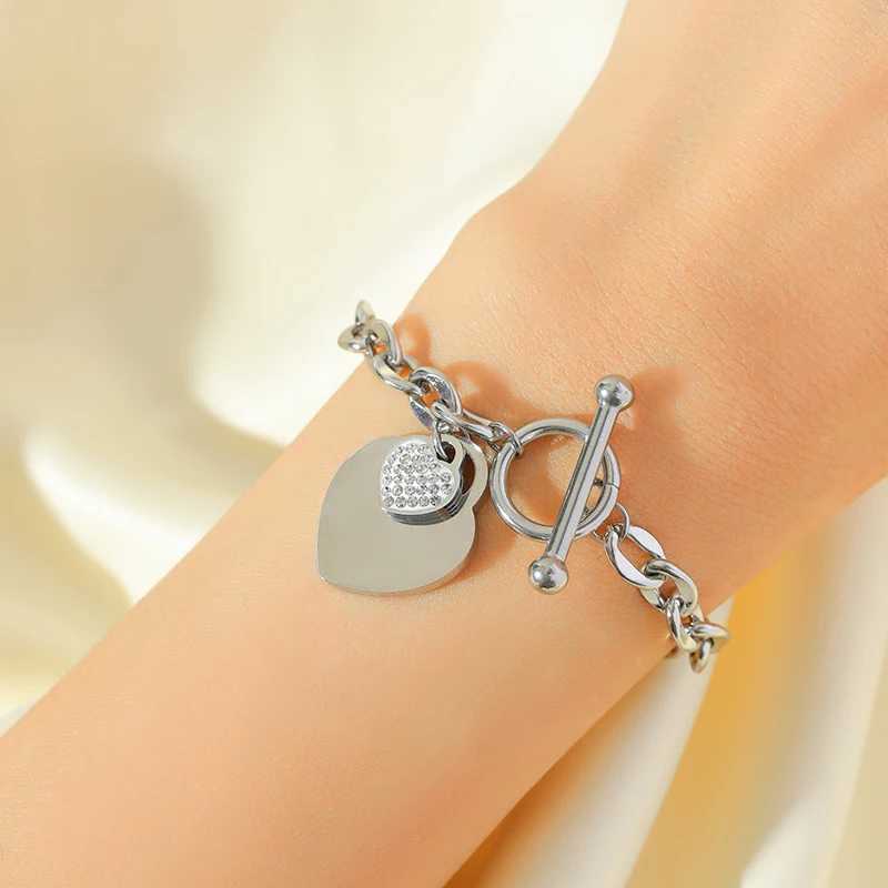 EILIECK New Fashion Stainless Steel Metal Double Heart Necklace Set For Women Waterproof Silver Color Jewelry Gift Z250607