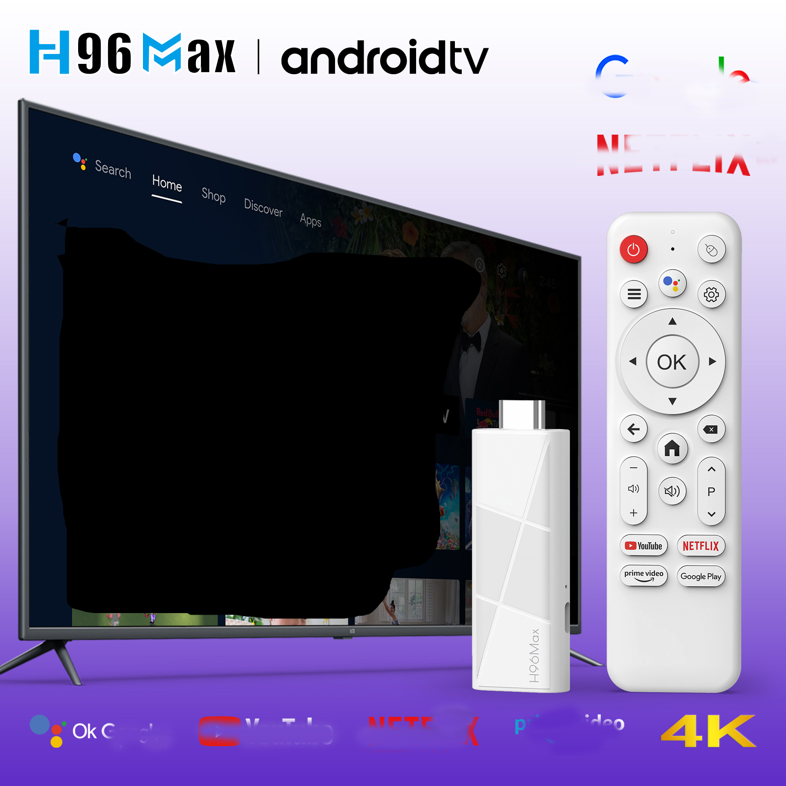 H96 MAX TV Stick Android 14 Rockchip 3518 With Wifi6 4K ULTRA 3D HDR Bluetooth5.4 Google Voice Assistant Media Player TV Sticks