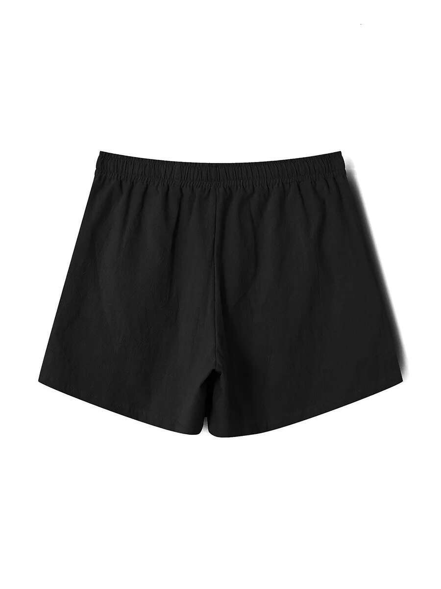 Mens Solid Color Elastic Waist Drawstring Beach Shorts with Pockets Casual Loose Fit Joggers for Streetwear and Summer Fun