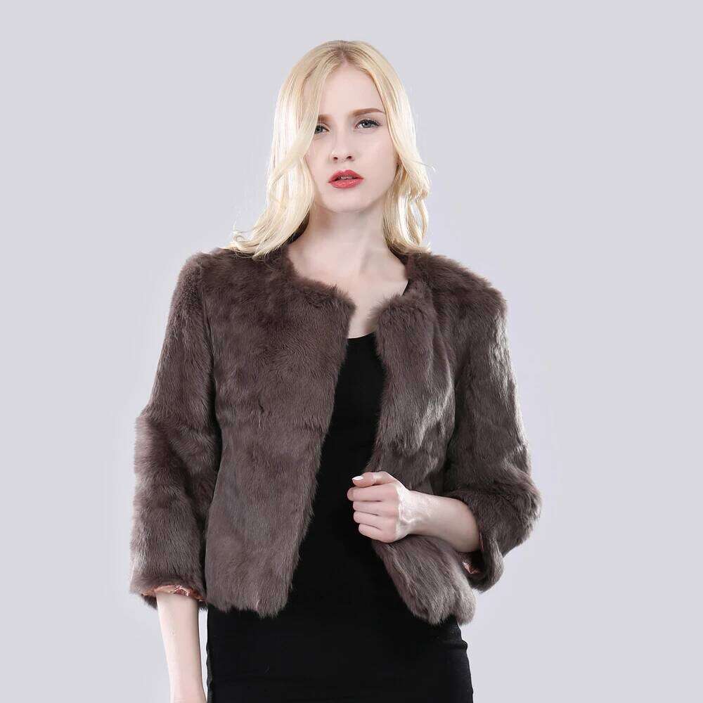 Hot Sale Girl Coat Women Jacket Genuine Rabbit Outerwear Casual Short Real Fur Coats