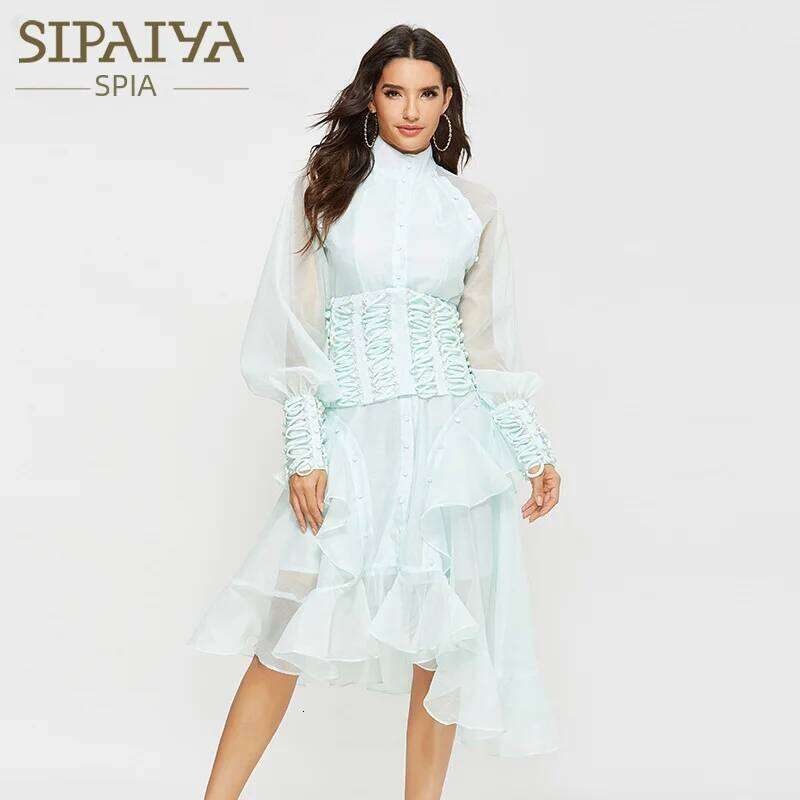 Spring 2024 Heavy Industry Vintage Printing Asymmetrical Retro Floral Midi Dress Net Red Thirteen Lines One Piece Delivery