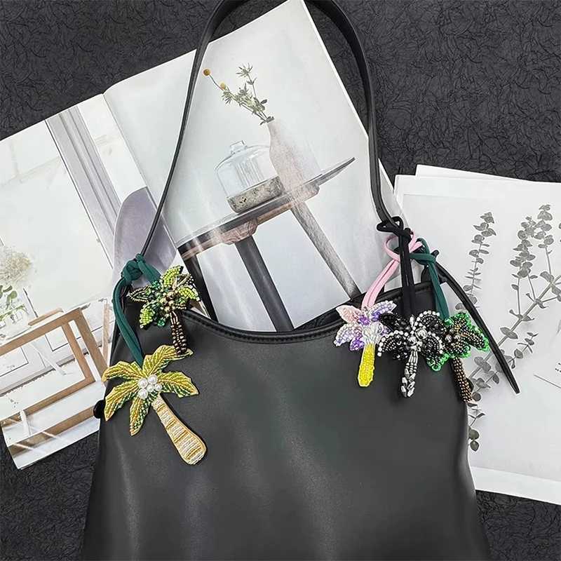 Popular Handmade Sequin Charm Rhinestone Beading Coconut Tree Hanging Rope 3D Crystal Patch Bag Clothing DIY Applique Pendant XJ250607