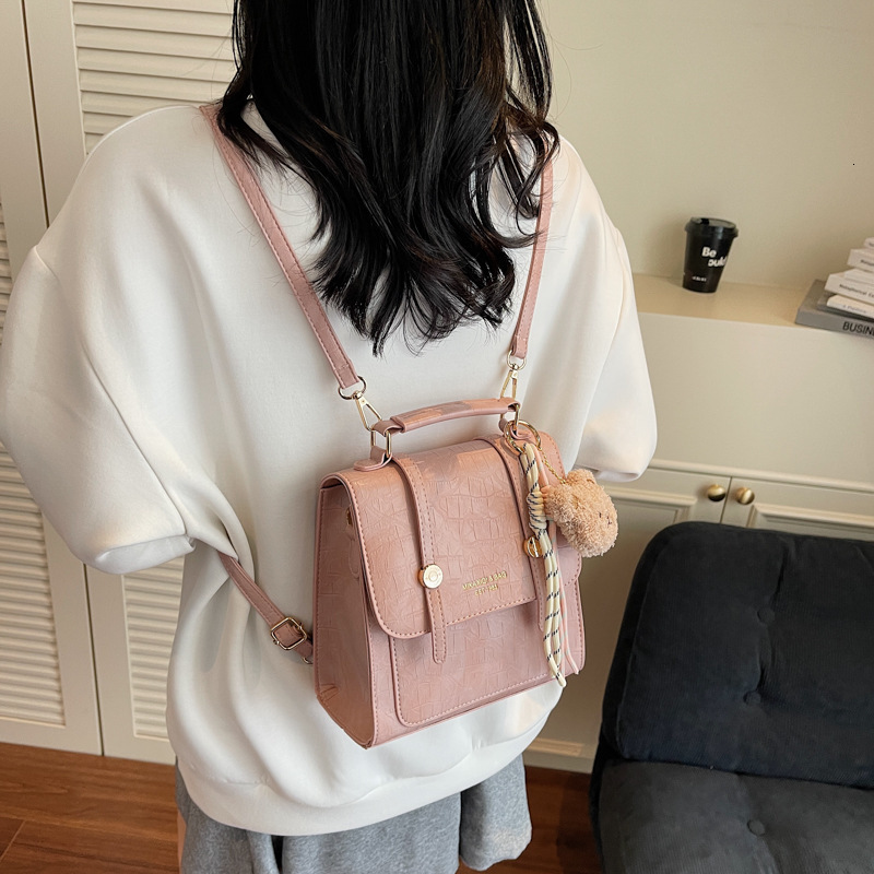 designer High-End Double Shoulder Bag for Women 2025 New Fashion Versatile Commuter Backpack for College Students Travel Handbag