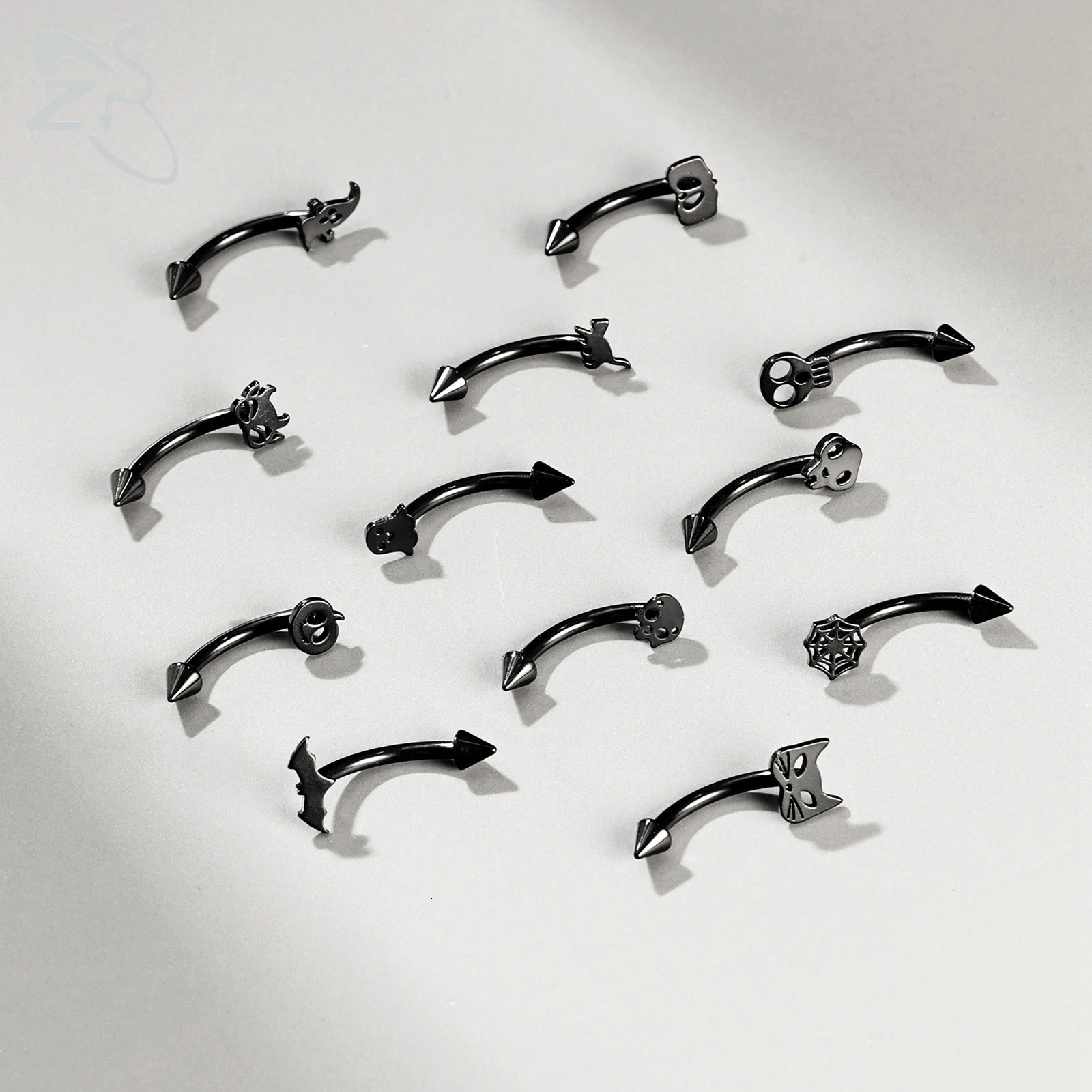 ZS 1 PC Punk 16G Stainelss Steel Eyebrow Piercing Men Pumpkin Ghost Eyebrows Ring Lip Belly Piercings Hallowmas Jewelry 810MM 250606