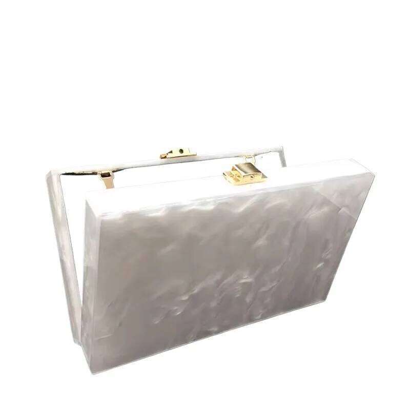 Brand Handbag Solid Pearl White Acrylic Clutch Purse Designer Chain Shoulder Crossbody Bags Mini Wallet Party Evening Bag