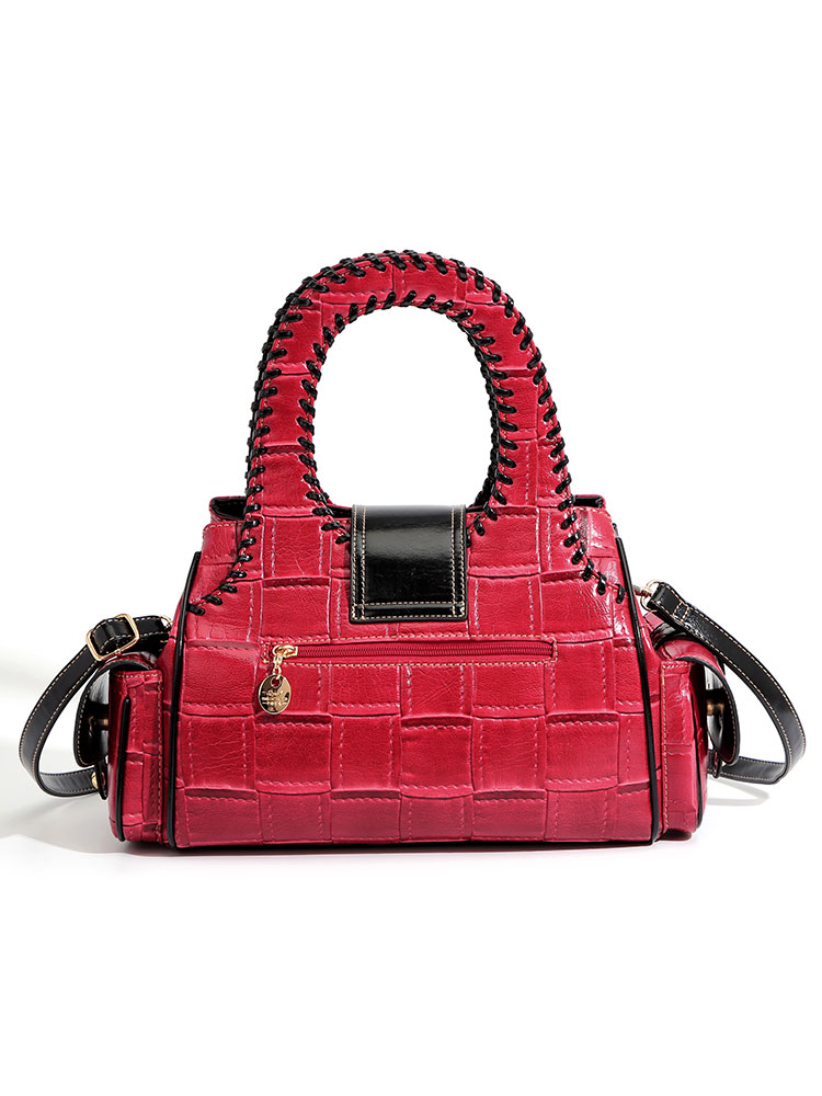 QJBY designer luxury brand high quality woven leather Boston women's handbag Large Capacity Multi-layer 2024 new in crossbody