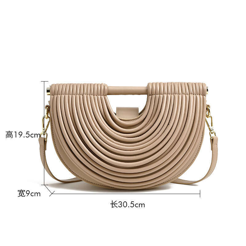 Fashion Handbag for Women 2025 High-end Niche Design Personality Woven Noodle Cloud Bag Half-circle