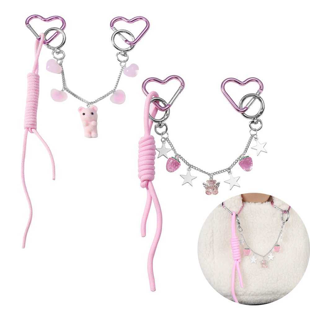 2024 New Korean Fashion Sweet Pearl Bow Keychain Heart Pendant Keyring Y2K Ins Aesthetic Holder For Girl Bag Pendant Accessories XJ250607