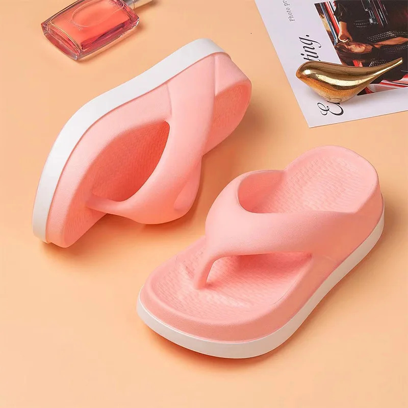 womens flip-flops summer outdoor and indoor thick-soled sandals 5cm increase height slippers for beach 250605
