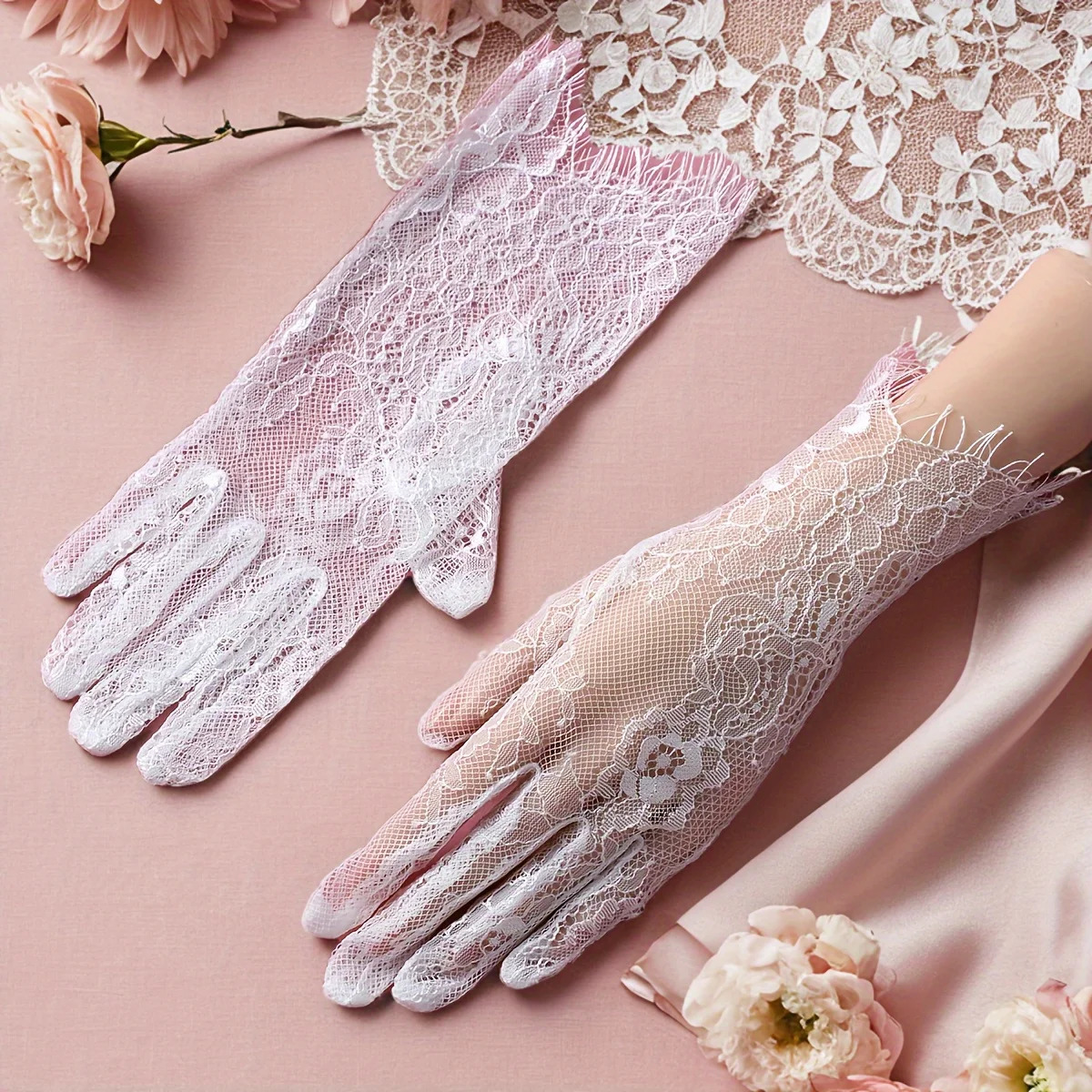 Bridal Gloves Full Of Elegant Style White Ladies Lace Wrist Length Wedding Gloves Suitable For Party 250603