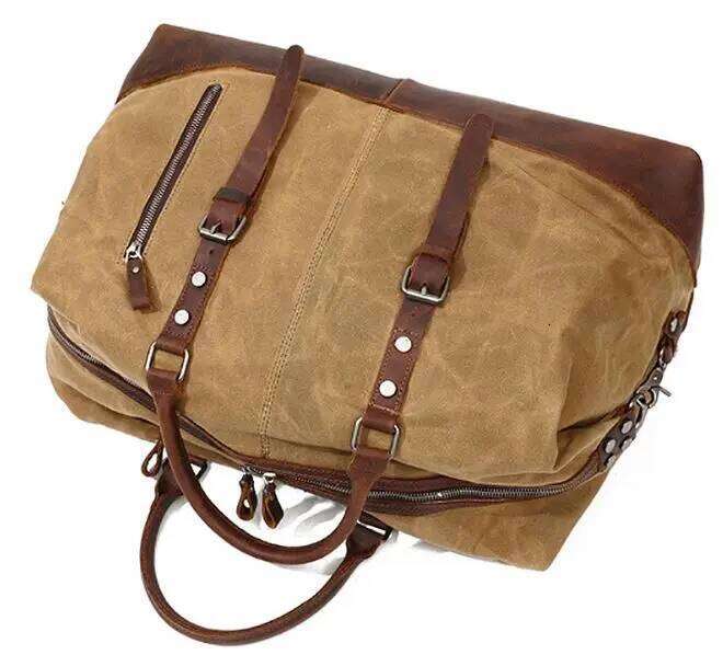 Canvas Leather Travel Hand Lage Carry On Large tote Vintage Men Duffle Weekend Bag big Overnight