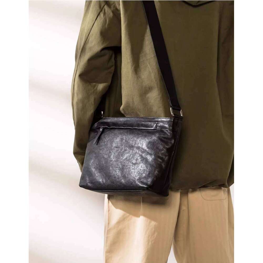 wmnuo New Original Youth Genuine Leather Shoulder Casual Plant Tanned Soft Cowhide Commuting Crossbody Bag Large Capacity