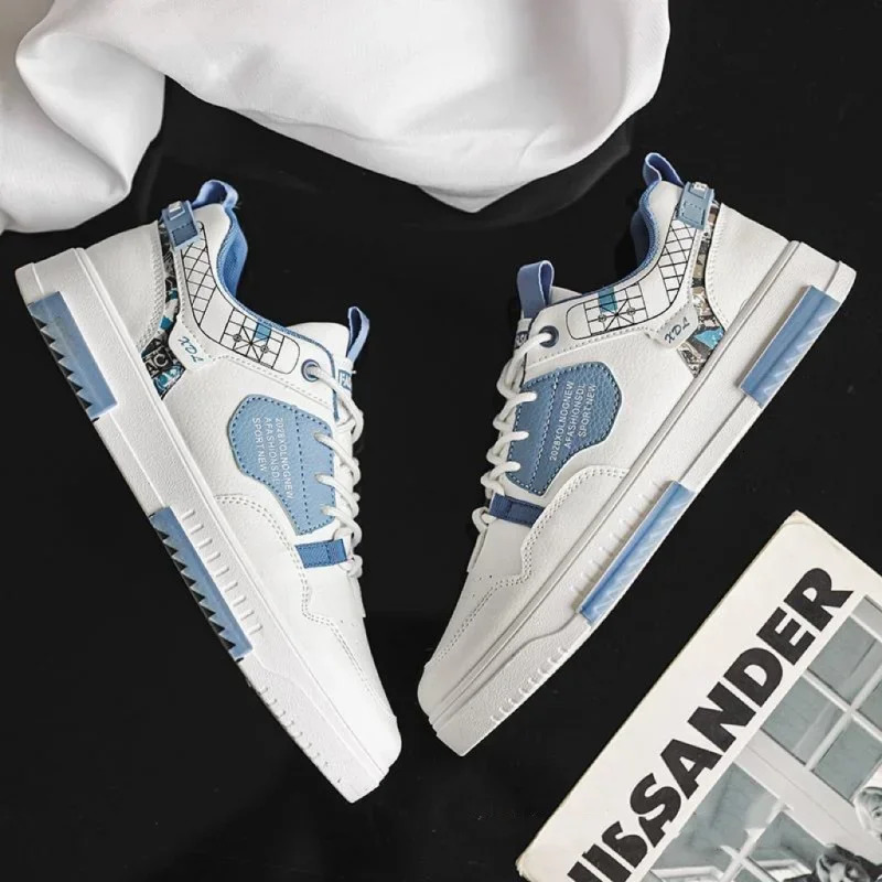 2025 Fashion Men Casual Platform Sneakes LaceUp Trainers Student Sneakes Mens Vulcanized Shoes Tennis Sneakers 250603