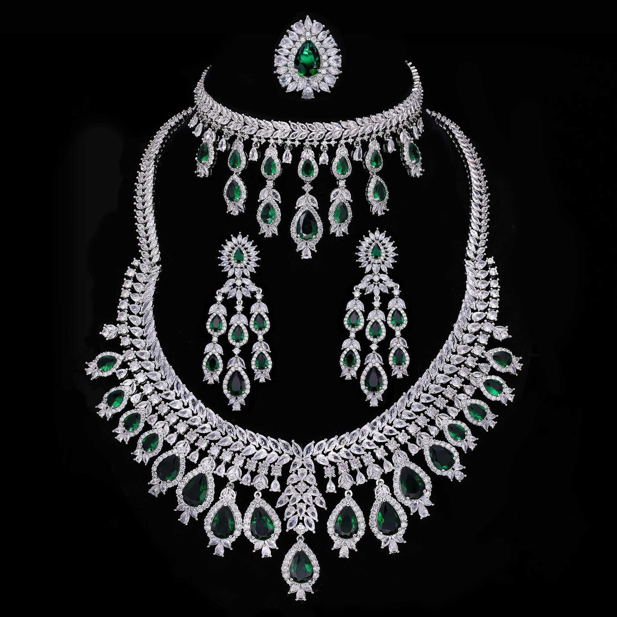 2024 Hot selling 3A Zircon Luxury 4-piece Bridal Wedding Jewelry Set Crystal Necklace Set Dubai Jewelry Set Z250607